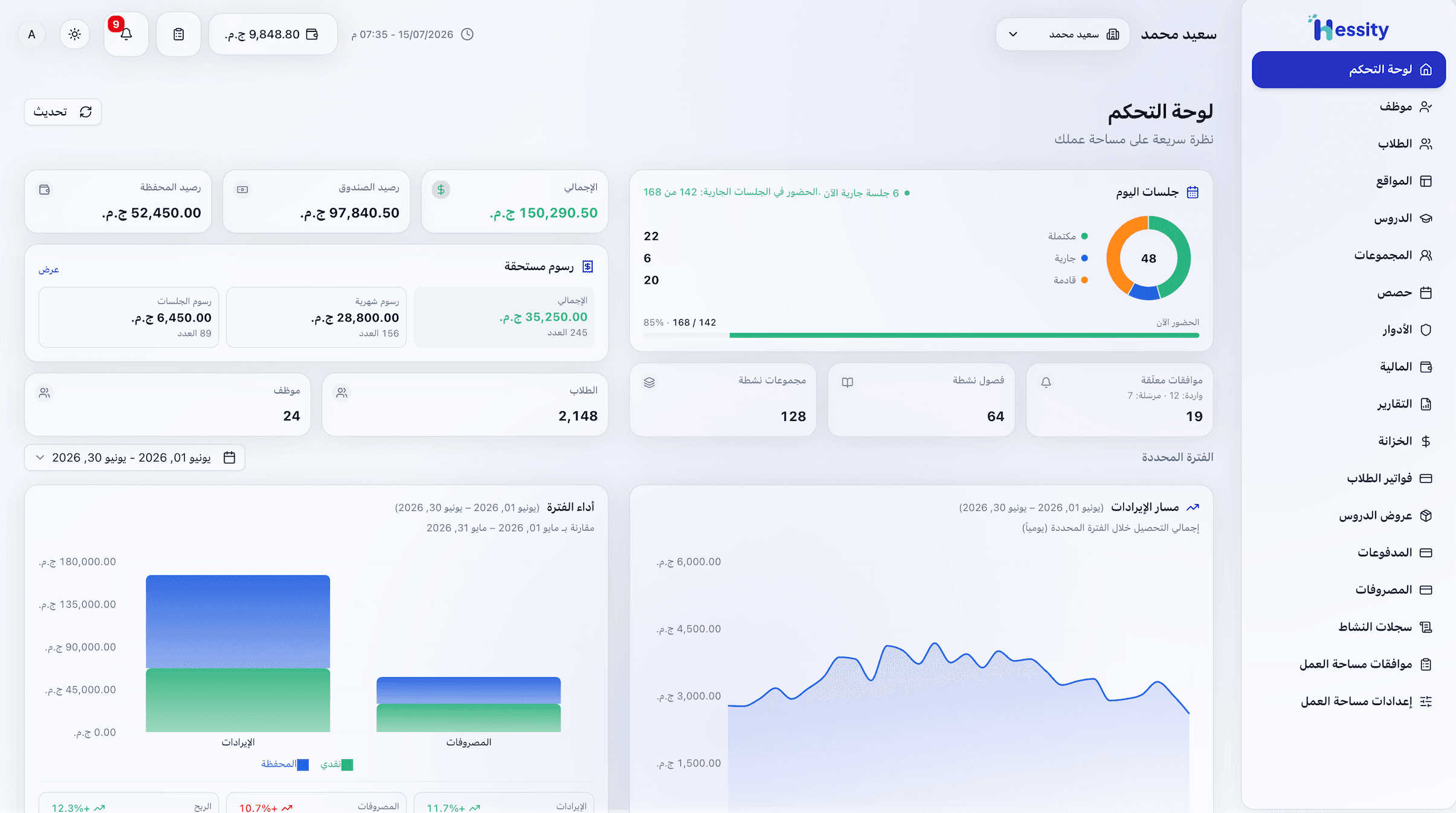 Hessity dashboard